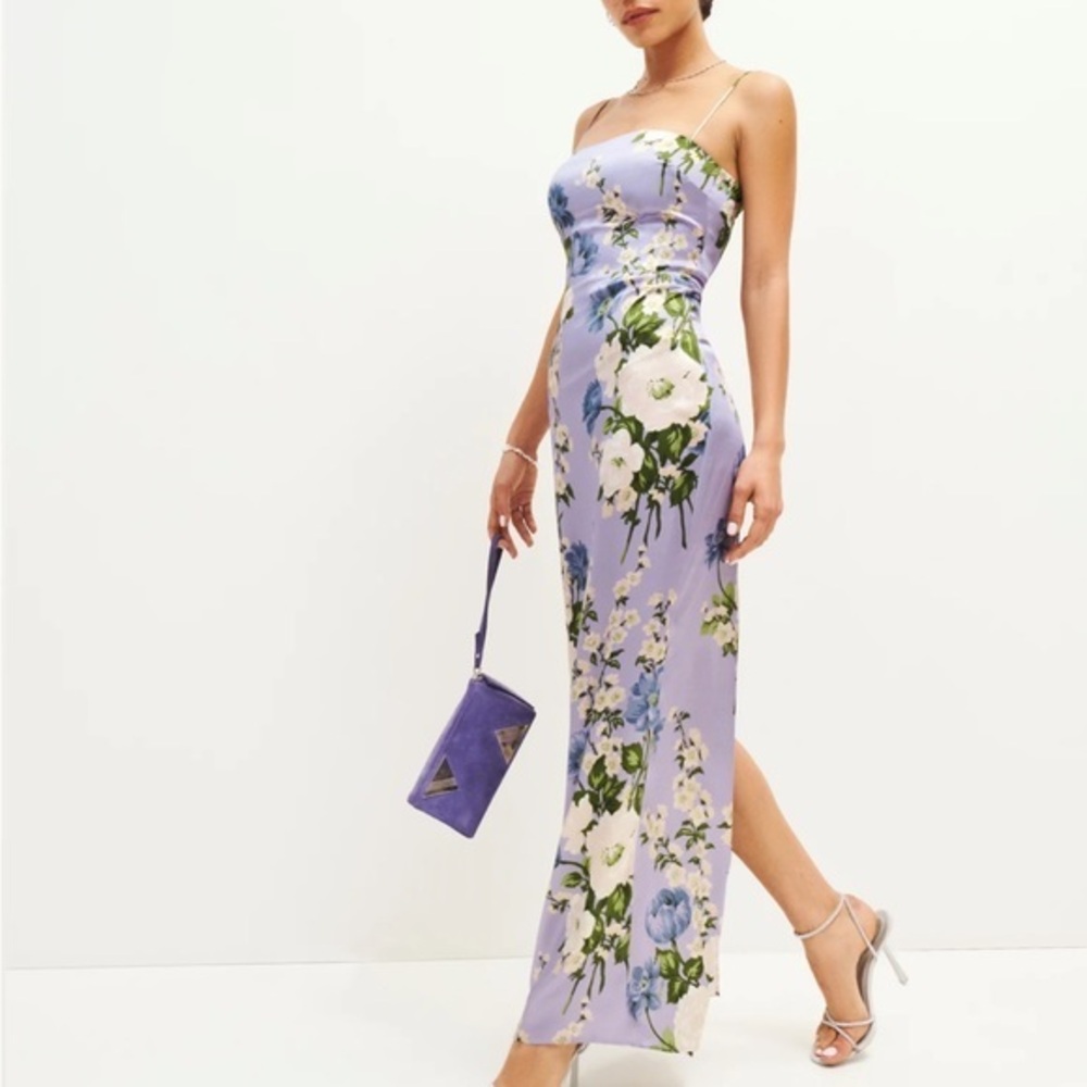 Reformation Frankie Silk Dress Garden Soiree - Picture 6 of 10